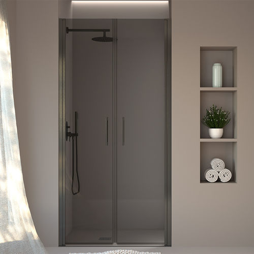 Cabine de douche d'aluminium - SINGLE - SANYCCES - en verre / en verre trempé / battante