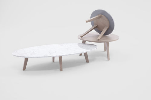 Table basse contemporaine - PELAGIE - Comforty - en verre / en marbre / en placage de bois
