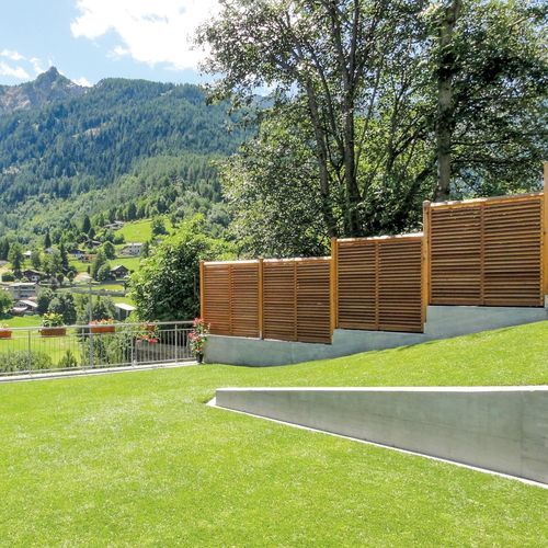 Clôture à panneaux - LAMELLO - Braun Wuerfele - de jardin / en pin / en mélèze