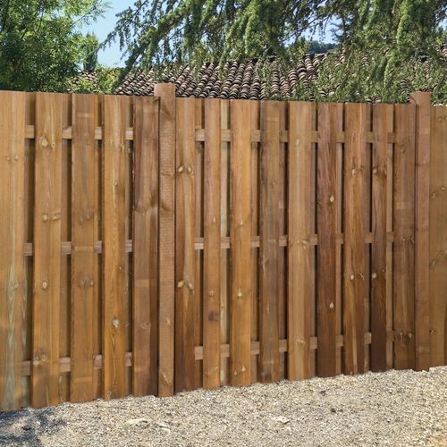 Brise-vue en panneau - RUSTIKO - Braun Wuerfele - en pin / de séparation