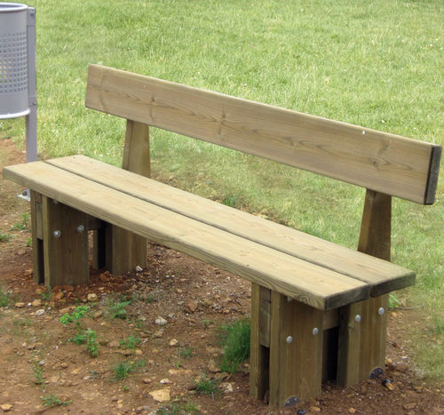 Banc de jardin classique - 4151190 - Braun Wuerfele - en pin / avec dossier / sans accoudoirs
