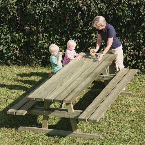 Table de pique-nique classique - 41502 series - Braun Wuerfele - en pin / avec piètement en pin / rectangulaire