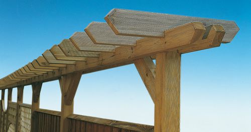 Pergola autoportée - exclusive - Braun Wuerfele - en pin / couverture en bois / sur mesure