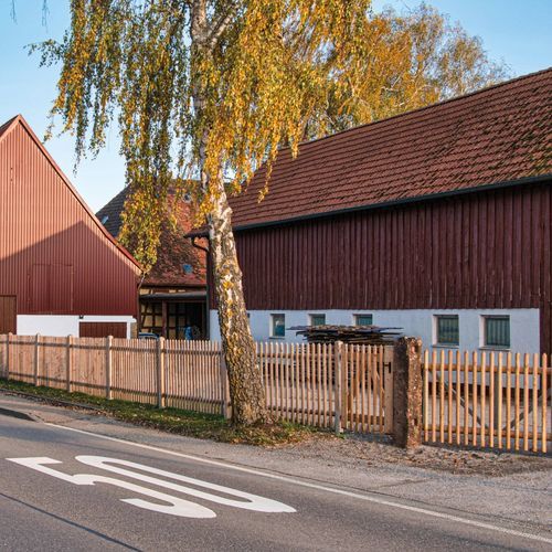 Clôture à lames - SENKRECHTZAUN - Braun Wuerfele - résidentielle / en pin / en mélèze