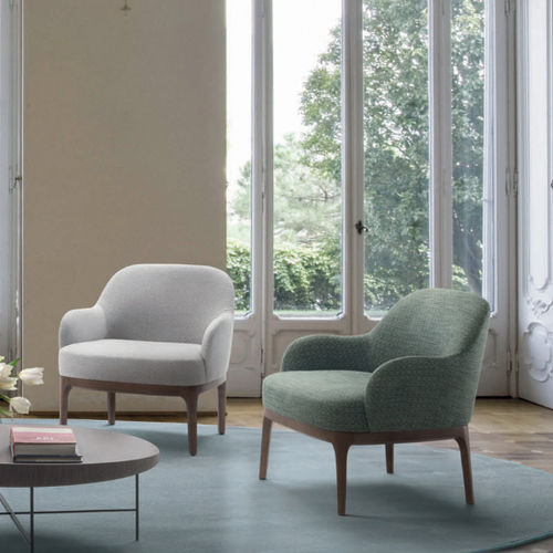 Fauteuil contemporain - INGRID - marac srl - en cuir / en tissu / en bois