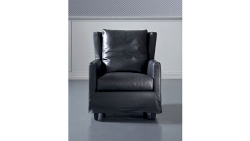 Fauteuil contemporain - ELISA - marac srl - en cuir / en tissu / avec repose-pieds