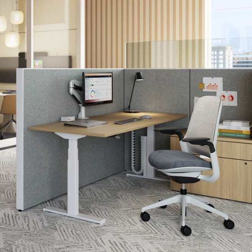 Bureau assis-debout - MIGRATION INTRO - Steelcase - sur pied / contemporain / en acier à revêtement par poudre