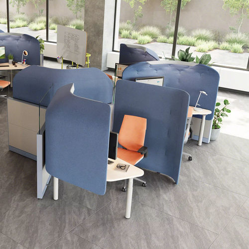 Séparateur de bureau auto-portant - ANSWER - Steelcase - en tissu / en verre / stratifié