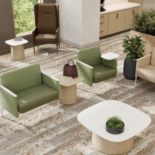 Table contemporaine - APPRISE - Steelcase EMEA - en Solid Surface / en HPL / avec piètement en HPL