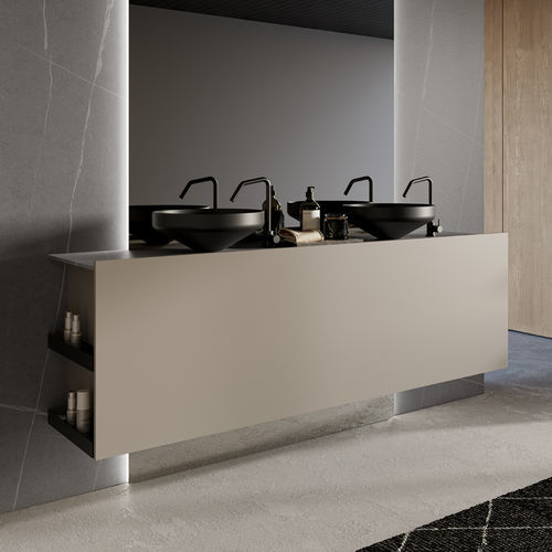 Meuble vasque double - SAIL - Birex - suspendu / en chêne / en marbre