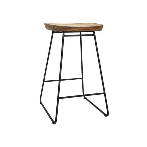 Tabouret de bar design scandinave - 260 103 BRYGGEN - OASIQ - en teck / avec piètement en aluminium / luge