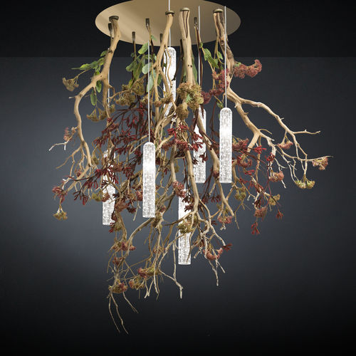 Lustre design original - MANZANITA  - VGnewtrend - en acier peint / en bois / en verre de Murano