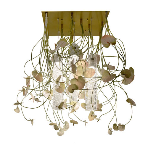 Lustre design original - MINI ANTHURIUM - VGnewtrend - en acier peint / en verre de Murano / 6 ampoules