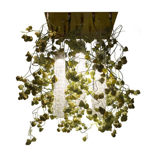 Lustre design original - PHYSALIS - VGnewtrend - en acier peint / en verre de Murano / 6 ampoules