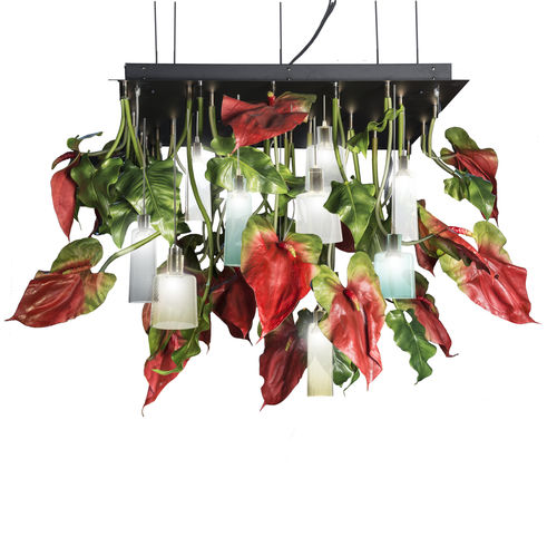 Lustre design original - ANTHURIUM  - VGnewtrend - en acier peint / en verre de Murano / professionnel