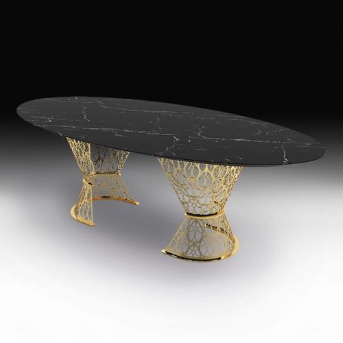 Table contemporaine - GATSBY - VGnewtrend - en tôle perforée / en acier / en marbre