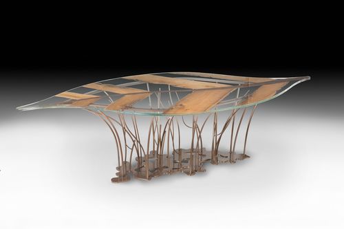 Table contemporaine - LEAF VENEZIA - VGnewtrend - en métal / en bois / en verre