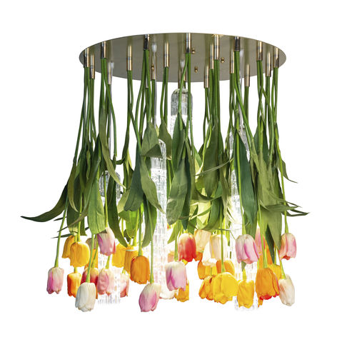Lustre design original - TULIP  - VGnewtrend - en acier peint / en verre de Murano / 3 ampoules