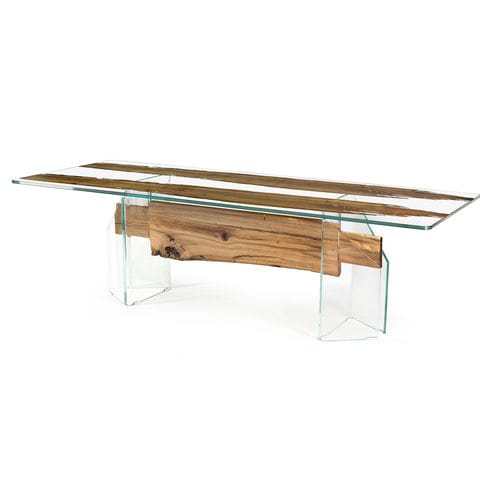 Table contemporaine - VENEZIA - VGnewtrend - en bois / en verre trempé / avec piètement en verre trempé