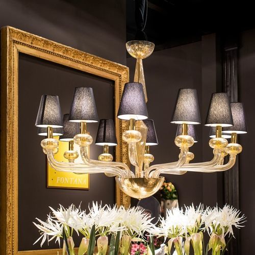 Lustre contemporain - TORCELLO - VGnewtrend - en verre de Murano / en tissu / 12 ampoules