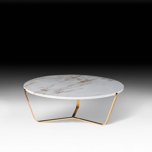 Table basse contemporaine - DOLOMITI - VGnewtrend - en marbre / avec piètement en métal chromé / ronde