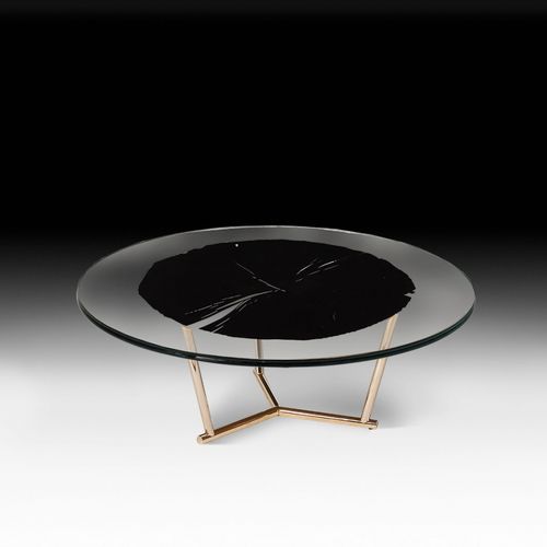 Table basse contemporaine - CORVARA - VGnewtrend - en bois / en verre / avec piètement en métal chromé