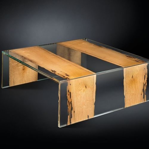 Table basse contemporaine - VENEZIA - VGnewtrend - en bois / en verre / avec piètement en verre