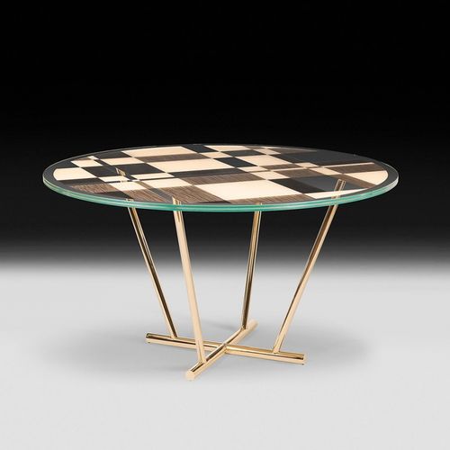 Table contemporaine - PIET - VGnewtrend - en bois / en verre / avec piètement en métal chromé