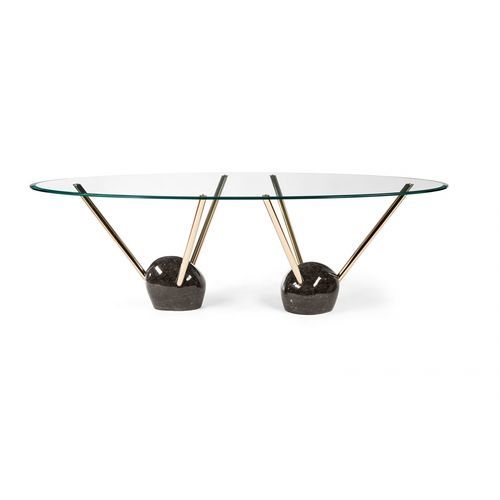 Table contemporaine - RAYS - VGnewtrend - en verre trempé / avec piètement en métal chromé / avec piètement en marbre