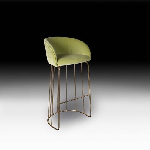 Tabouret de bar contemporain - LOUISE - VGnewtrend - en cuir / en tissu / avec piètement en métal