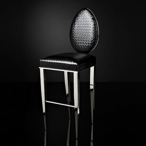 Tabouret de bar contemporain - NEW VOVO - VGnewtrend - en cuir / en tissu / avec piètement en bois