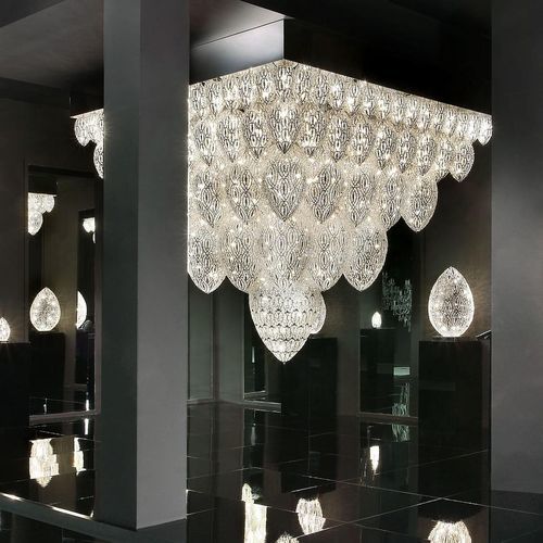 Lustre contemporain - ARABESQUE TUTANKHAMON - VGnewtrend - en métal poli / en cristal / en maille