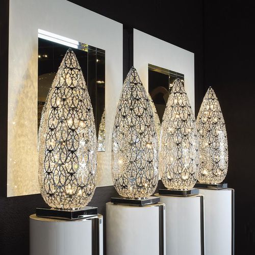 Lampe de table - ARABESQUE SMALL FLAME - VGnewtrend - en acier inoxydable / en cristal / design original