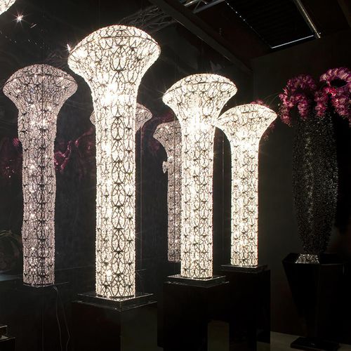 Lampe sur pied - ARABESQUE BIG EXCLAMATION - VGnewtrend - en maille d'acier inox / en acier inoxydable / en cristal