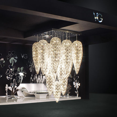Lustre design original - ARABESQUE LIGHTFALL SENSATION X 5 - VGnewtrend - en acier inoxydable / en cristal / professionnel