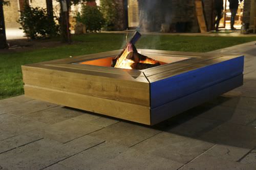 Brasero de jardin à bois - CLASSIC - KUB BRASERO - en acier galvanisé / en bois / avec barbecue