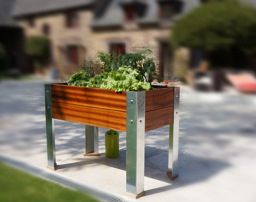Jardinière en bois - KUB BRASERO - rectangulaire / contemporaine / d'extérieur