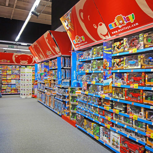 Présentoir en métal - TOYS - Gondella - à panneau / à roulettes / pour commerce