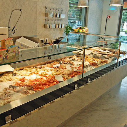 Vitrine réfrigérée comptoir - GEM R4 - Oscartek - pour poissonnerie / en inox / avec porte
