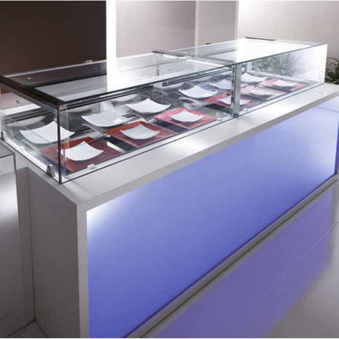 Vitrine réfrigérée comptoir - ROSA PRO HOT - Oscartek - pour commerce / en inox / à portes coulissantes