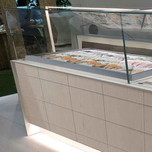 Vitrine réfrigérée comptoir - ROSA PRO - Oscartek - pour poissonnerie / en inox / à portes coulissantes