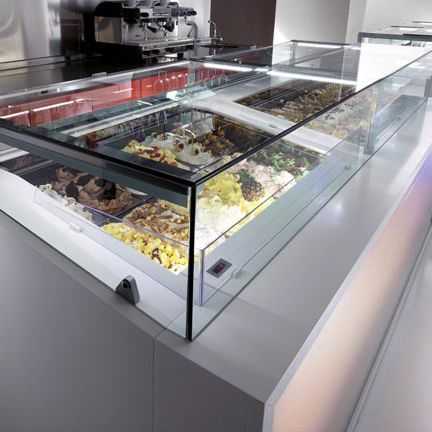 Vitrine réfrigérée îlot - ROSA - Oscartek - pour commerce / en inox / avec porte