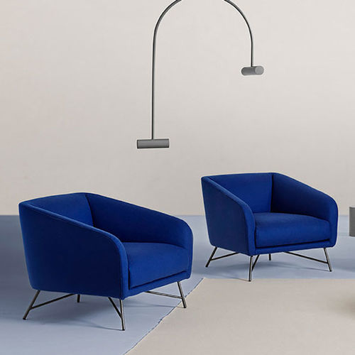 Fauteuil contemporain - BETTY - My Home Collection - en tissu / en cuir / en bois