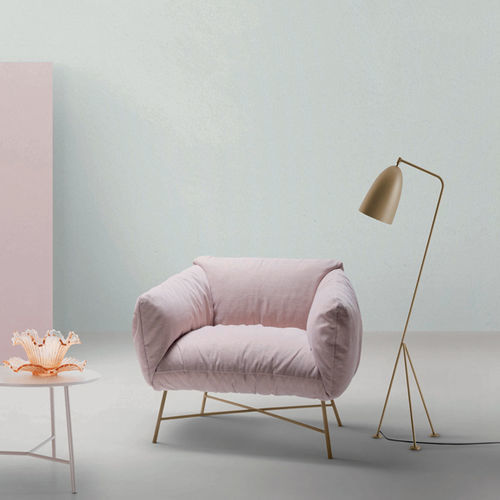 Fauteuil contemporain - Jolie - My Home Collection - en tissu / en cuir / en bois