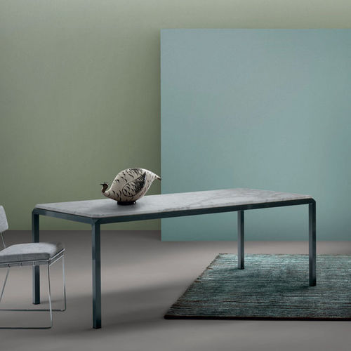 Table contemporaine - Bebop - My Home Collection - en MDF laqué / en marbre / avec piètement en acier peint