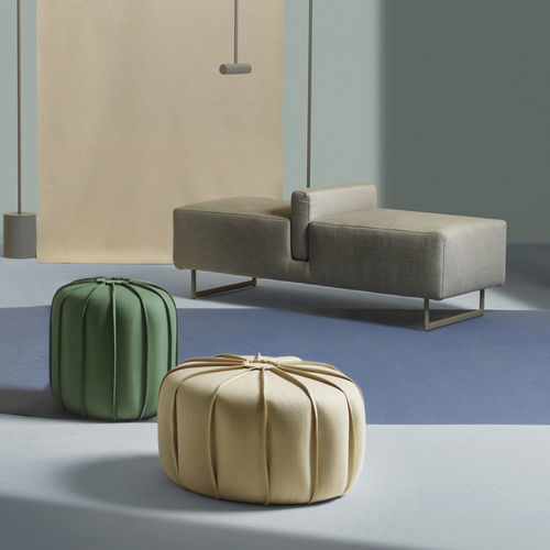 Pouf contemporain - Marrakech - My Home Collection - en tissu / en cuir / rond