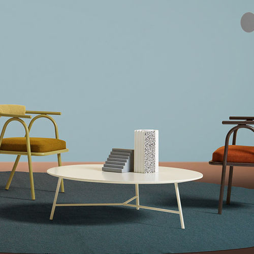 Table basse contemporaine - Boogie - My Home Collection - en chêne / en MDF laqué / en marbre