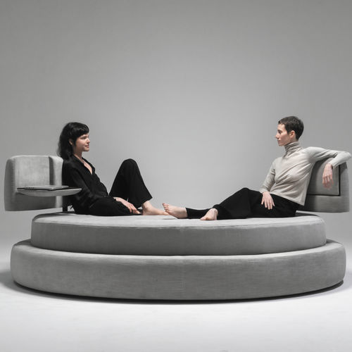 Lit double - Bordone - My Home Collection - contemporain / tapissé / avec tête de lit
