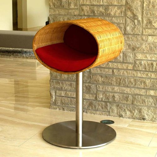 Lit pour chat en cuir - RONDO STAND - pet.interiors - en velours / en coton / en acier inoxydable