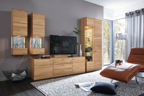 Ensemble TV mural contemporain - KANTO - Musterring - en chêne / modulable / avec étagères